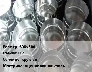 Заглушка воздуховода 600х300х0.7 круглая оцинкованная сталь